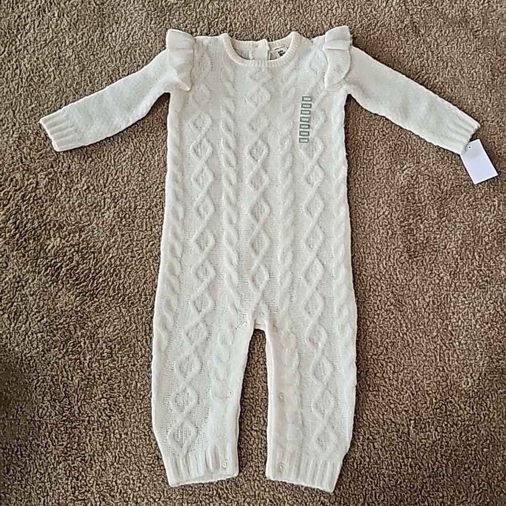 Oshkosh B'gosh Ivory Cable Knit One Piece Sweater 18 Months NEW - Picture 2 of 8